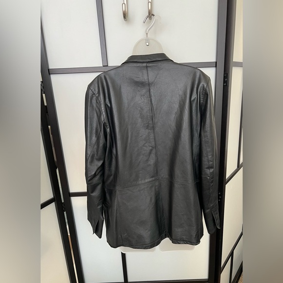 Vintage Gap Y2K 90s Genuine Leather Black Blazer Medium - Picture 3 of 9